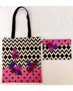 Happy Threads Women's Tote Bag With Pouch Combo (Purple)